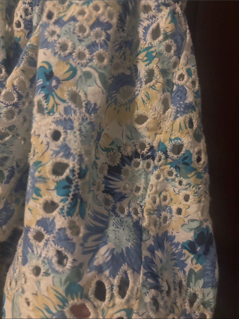 Just Me Blue and White Floral Eyelet halter Dress medium - Picture 2 of 4